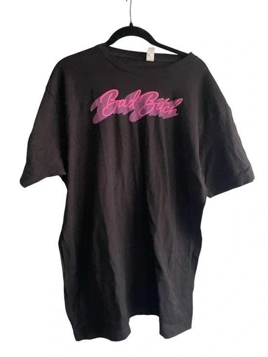 Black Tee with Pink "Bad B" Script NWT - Picture 2 of 6
